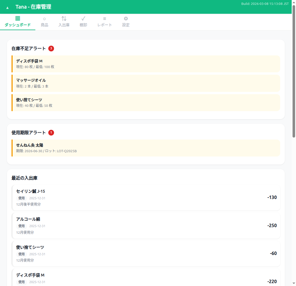 Tana ダッシュボード画面